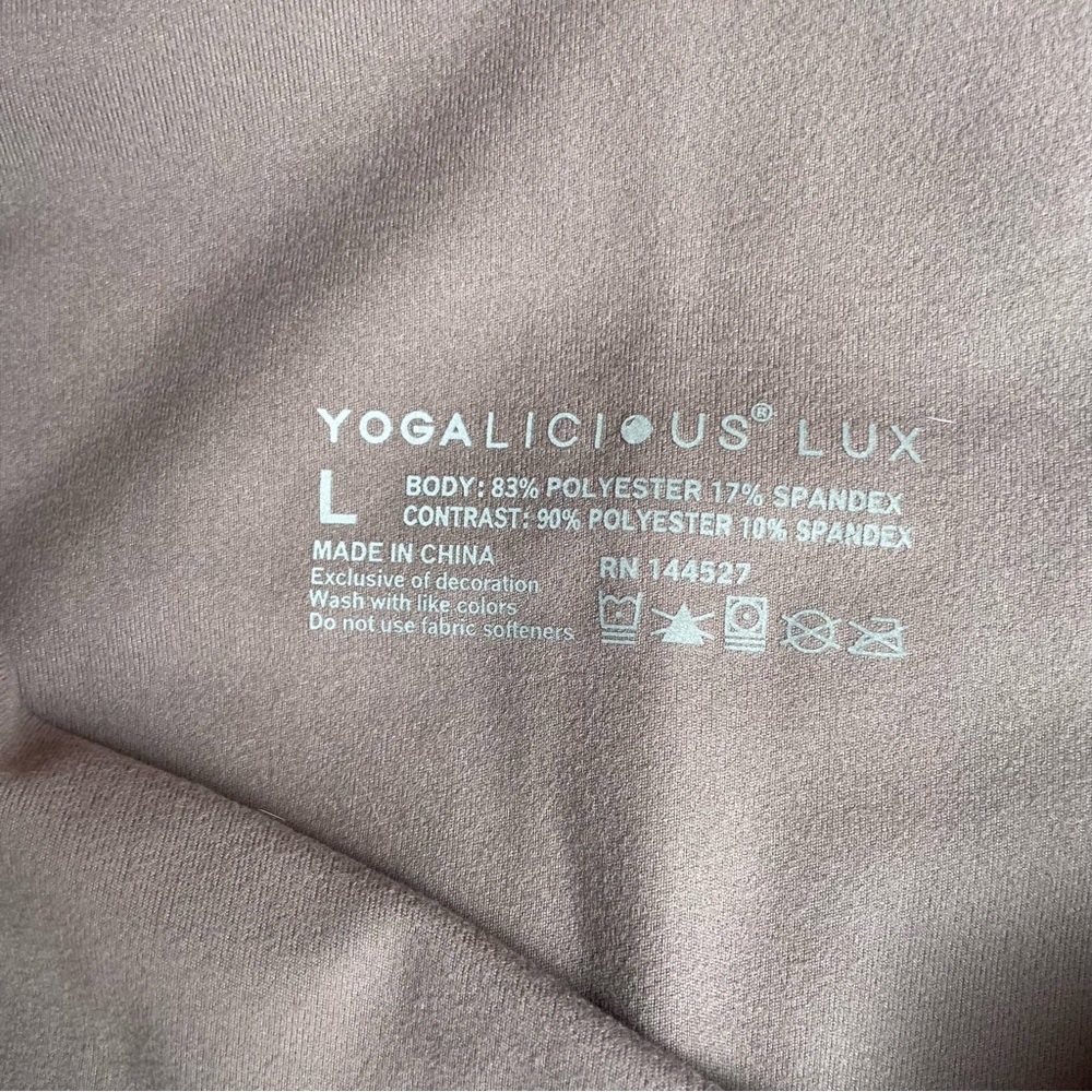 Yogalicious Lux mocha hi rise flare leggings Women Large NWT - Picture 11 of 12
